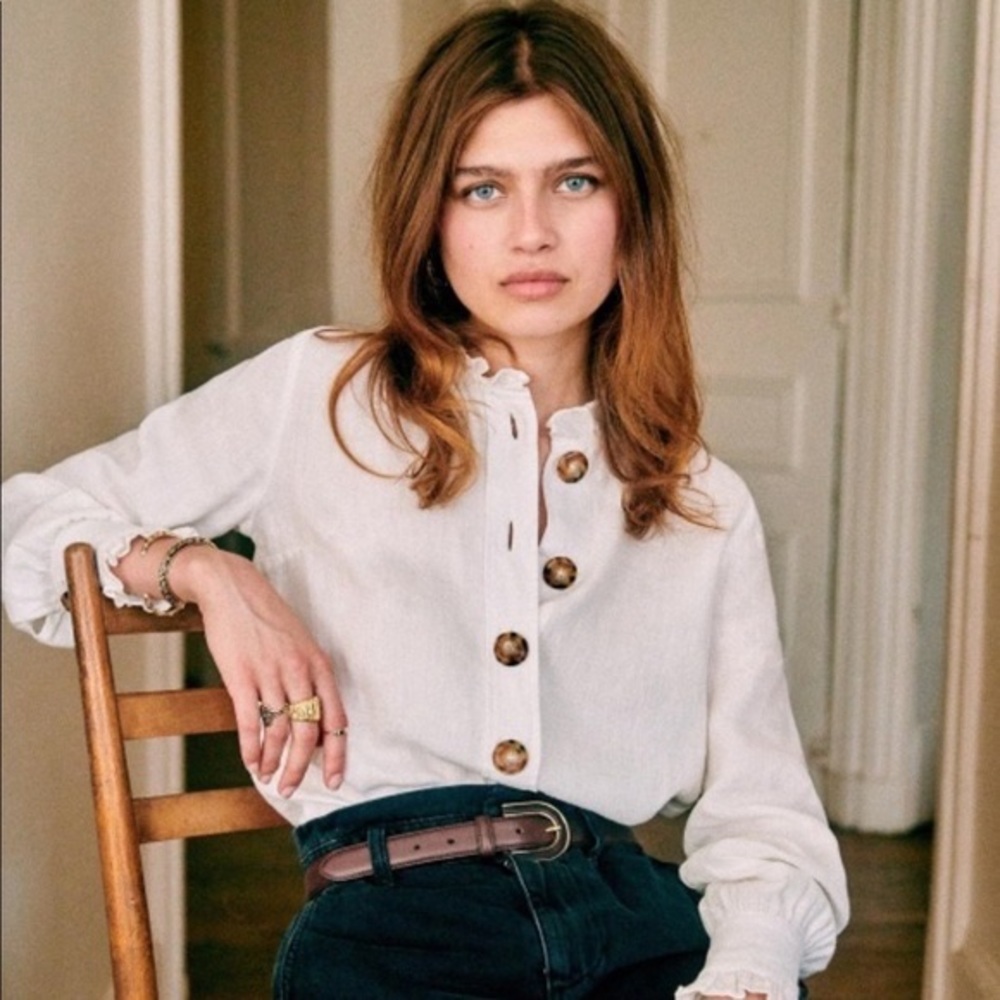 NWT Sezane Khalie Linen Blouse